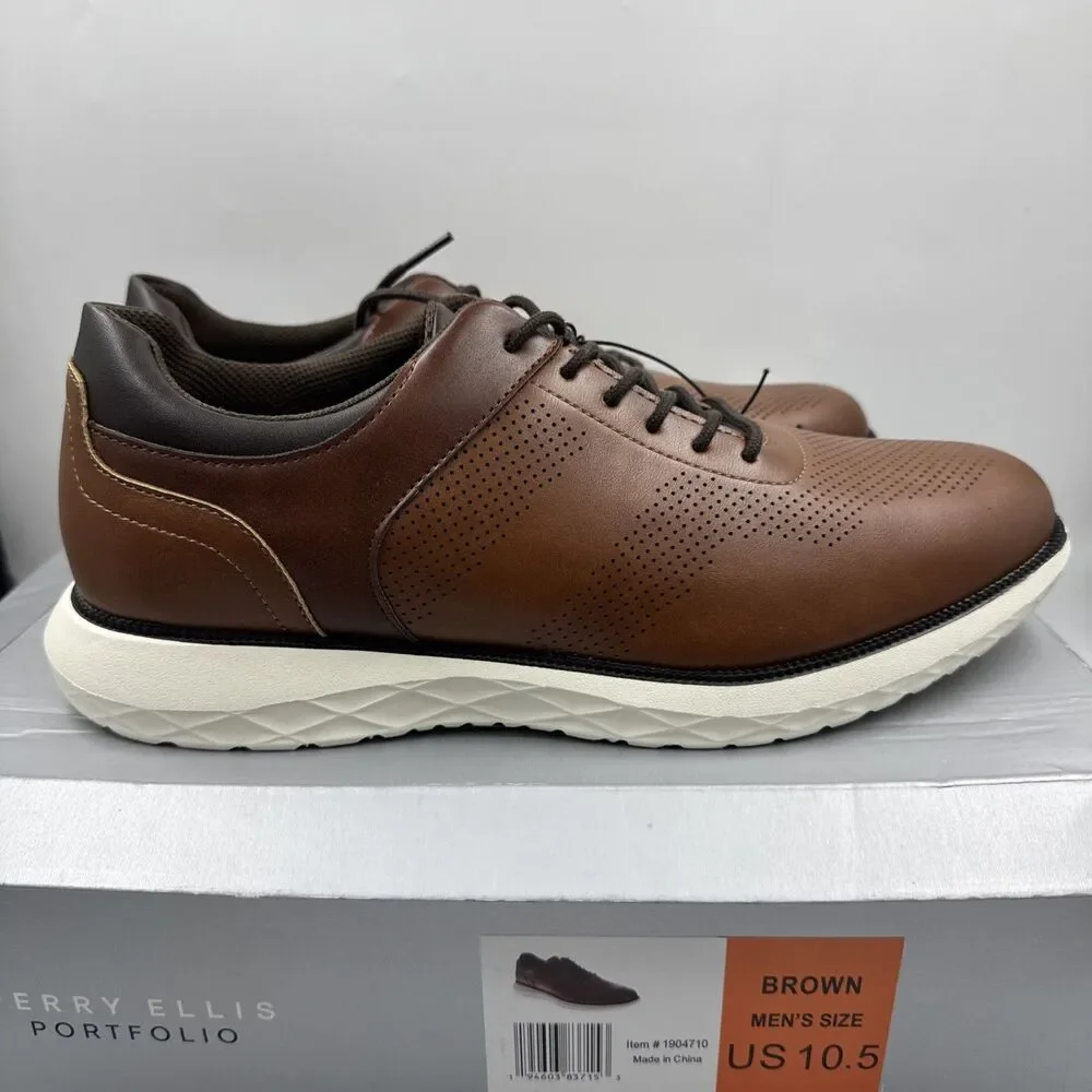 Perry Ellis Portfolio Ultra Foam Men's Casual Lace Shoes - Brown Size 10.5 New